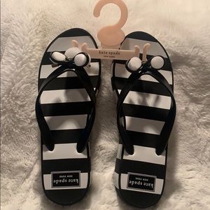 Kate Spade black & white flip flops